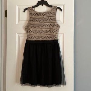 Beige and Black Dress